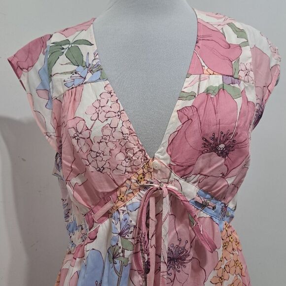 Lovestitch Andie Boho Romantic Feminine Tiered Floral Maxi Dress Large Ivory/Nat - Picture 12 of 17